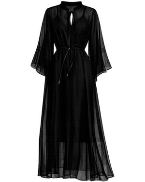 Tantra Spain Sl Semi-Transparent Dress With Ruffled Sleeves And Pleats - Black