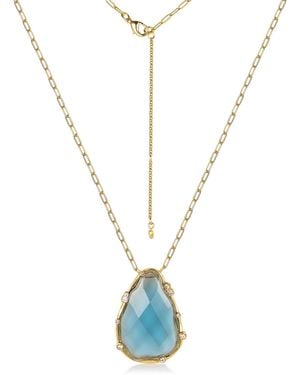 Rare Matters Jewelry Gemstone Teardrop Necklace - Blue