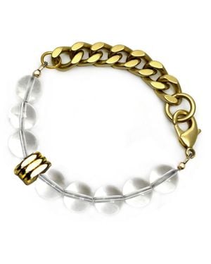 Rachel Nathan Remix: Rock Quartz & Brass Heishi Bracelet - Metallic