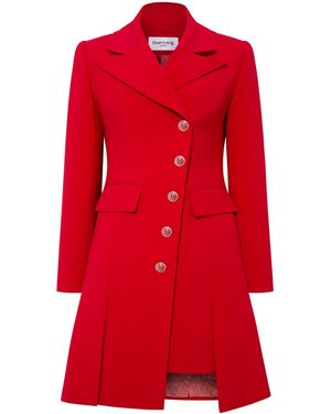 Femponiq Asymmetric Pleated Blazer Dress - Red