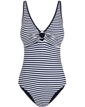 Aqva Swimwear Stripes Macarella One-Piece Swimsuit - Blue