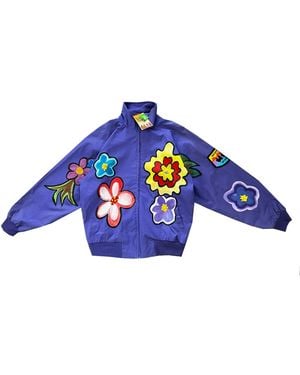 Quillattire Purple Floral Vintage Jacket - Blue