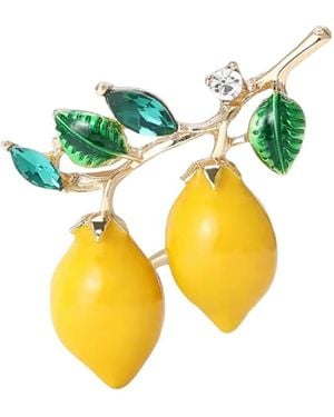 Chanel Joan Elkayam Crystal Enamelled Lemon Branch Brooch - Yellow