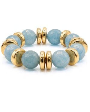 Jaredjamin Olivia Gemstone & Disc Stretch Bracelet - Blue