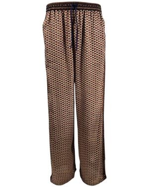 Monzlapur New York Embossed Botanic Crepe Pant - Brown