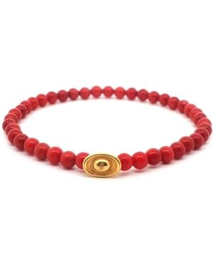 Tama Tokyo Coral Bracelet With Solid Ingot Charm - Red