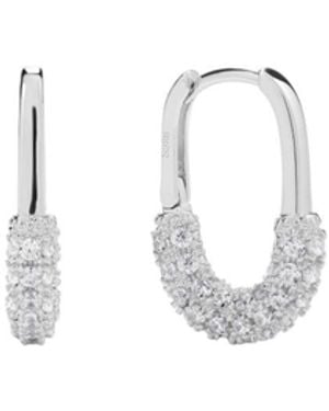 Vanhi Nouf Pavé Hoop Earrings - White