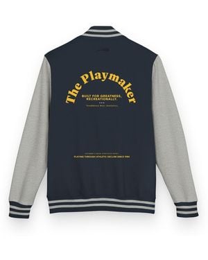 Anchor and Crew Heather The Playmaker Basketball Club League Cotton Varsity Letterman Jacket - Blue