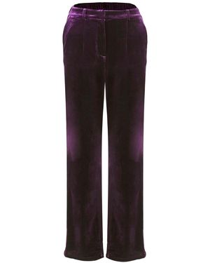 Smart and Joy Straight Velvet Suit Pants - Purple