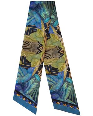 Emily Carter The Midnight Hummingbird Luxe Twilly Scarf - Blue
