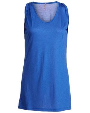 Conquista Sleeveless Tunic With Pleat Detail - Blue