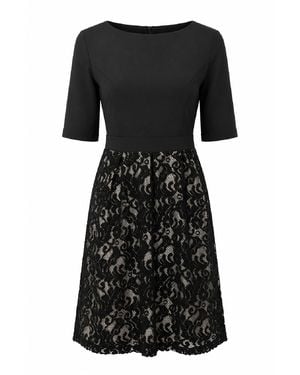 Conquista Lace Panel Fit-And-Flare Dress - Black