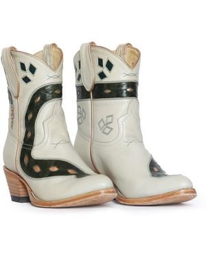 Fraulein Boot Company Sneaky Snake Cream Cowboy Boots - Multicolor