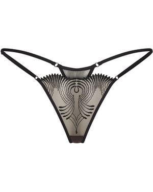 Lunatic Femme Neutrals Love Triangle Embroidered Mini G-String - Grey