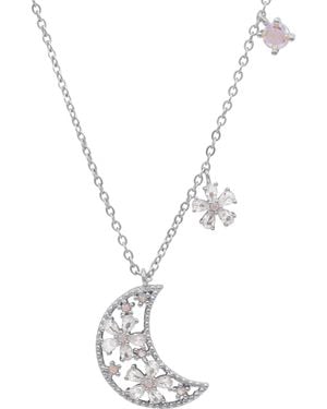 Luna Charles Flora Flower Moon Pendant Necklace - Metallic