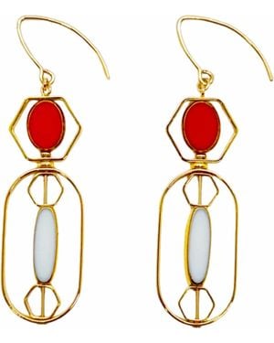 Aracheli Studio And Vintage German Glass Beads Art Deco Earrings - Metallic