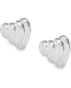 The Gala Sculpted Heart Stud Earrings - White