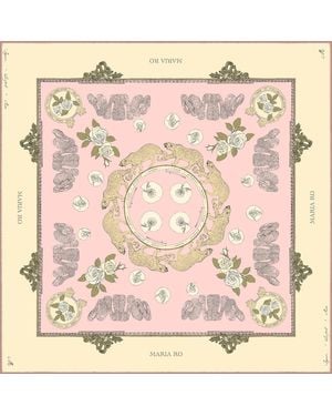 Marna Ro Jaguar Serpent & Rose Silk Twill Scarf - Pink