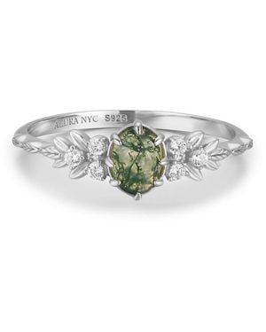 Azura Jewelry New York Wildflower Moss Agate Ring Vermeil - Green