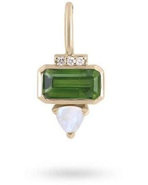 Zohreh Tourmaline, Diamond & Moonstone Pendant 9K - Green