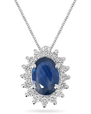 Artisan Prong Diamond & Sapphire Gemstone Pendant - Blue