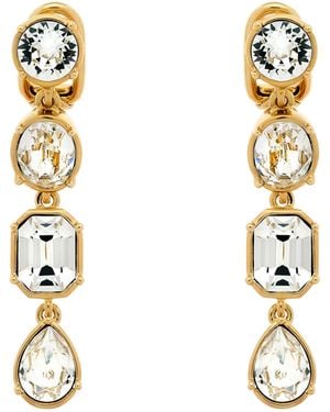 Emma Holland Jewellery Crystal Statement Drop Clip Earrings - Metallic