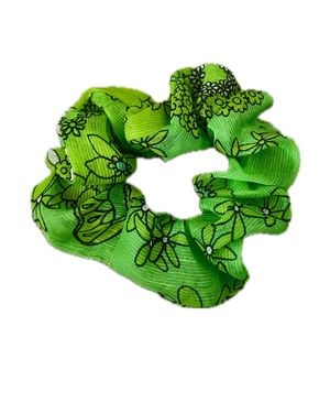 Introvertie VIENNA Silk Linen Scrunchies Lime Bloom - Green