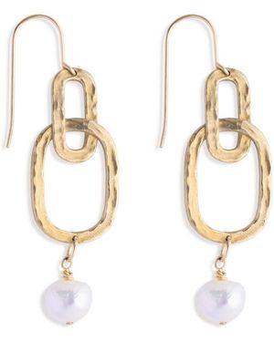 N'damus London Hatton Forge Brass Duo Pearl Earrings - Metallic