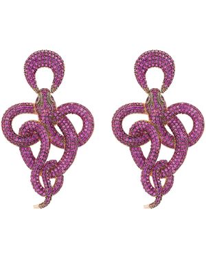 LÁTELITA London Viper Snake Drop Earrings Rosegold Ruby - Purple