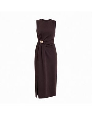 Nuvv Collection Elegant Draped Midi Dress With Detail - Purple