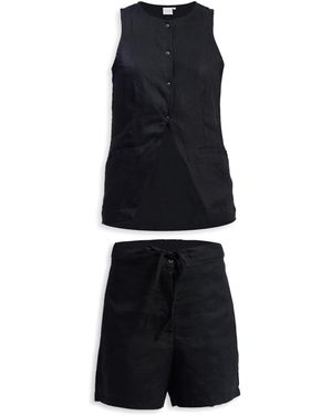 REISTOR Hemp Vest Jacket Set - Blue