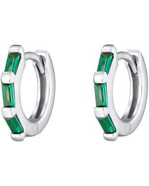 Scream Pretty Baguette huggie Earrings With Green Stones