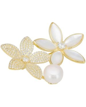 LÁTELITA London Everlasting Blossoms Mother Of Pearl Brooch - Metallic