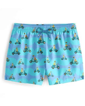 Aloha From Deer Vespa Flamingo Swimming Shorts - Blue