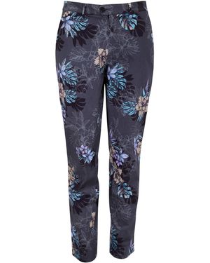 lords of harlech Jack Exotic Floral Flat Front Pant - Blue