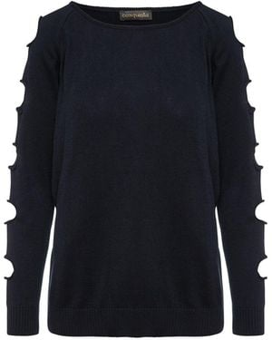 Conquista Hole Detail Loose Jumper - Blue