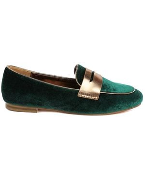 Rag & Co Malta Penny Strap Velvet Loafers - Green