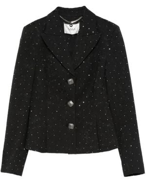 Nissa Rhinestone-Embellished Brocarde Blazer - Black