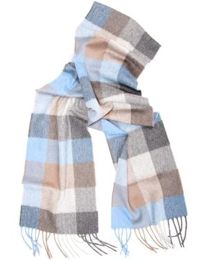 Kinalba Oban Cool Azure Block Cashmere Scarf - Blue