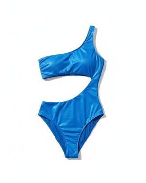 Altra Volta Metallic One-Shoulder Cut-Out Swimsuit - Blue