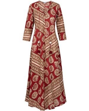 Antra Designs Raspberry Ikat Cotton Kaftan - Red