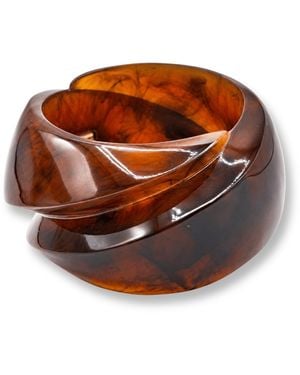 Michael Nash Jewelry Brigite Polished Tortoise Resin Carved Bangle - Brown