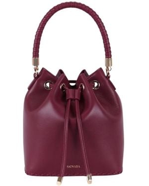 Saonara Brand Bucket Bag Berry Leather - Purple