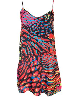 Any Old Iron Neon Animal Short Dress - Red