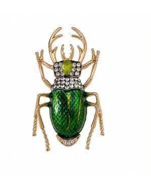 By Ozge Crimson Guardian Plated Brooch - Green