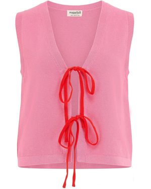 Sugarhill Zina Knit Vest, Tipping - Pink