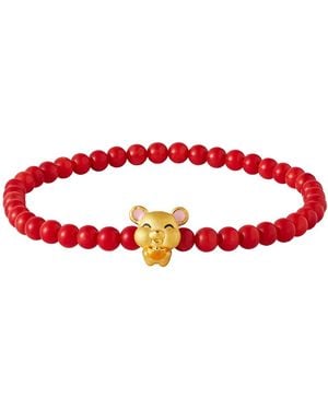 Tama Tokyo Coral Zodiac Bracelet With Solid Pure Charm - Red