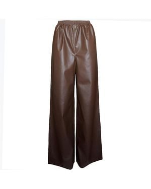 2KStyle Murphy Faux Leather Elasticated Wide Leg Pants - Brown