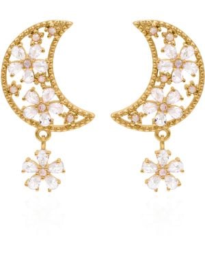 Luna Charles Posie Flower Moon Earrings - Metallic