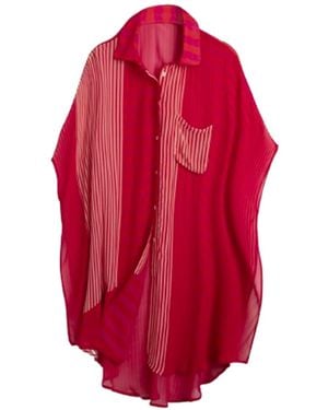 Saachi Flowy Striped Oversized Shirt - Red